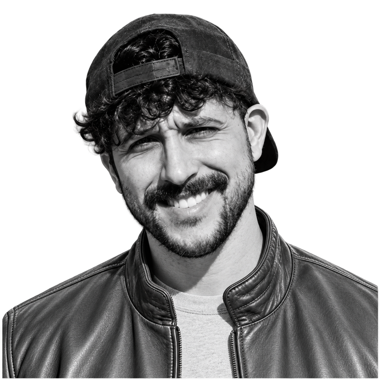 Black-and-white portrait of Daryl Pino